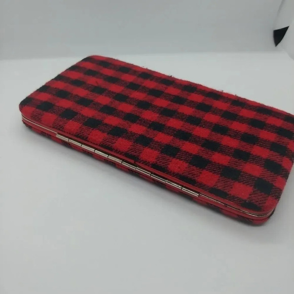 Flannel Plaid  Covered Push Button Wallet - Picture 3 of 6